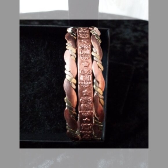 Copper/Silver Tone Twist Cuffed Bracelet - Picture 2 of 6